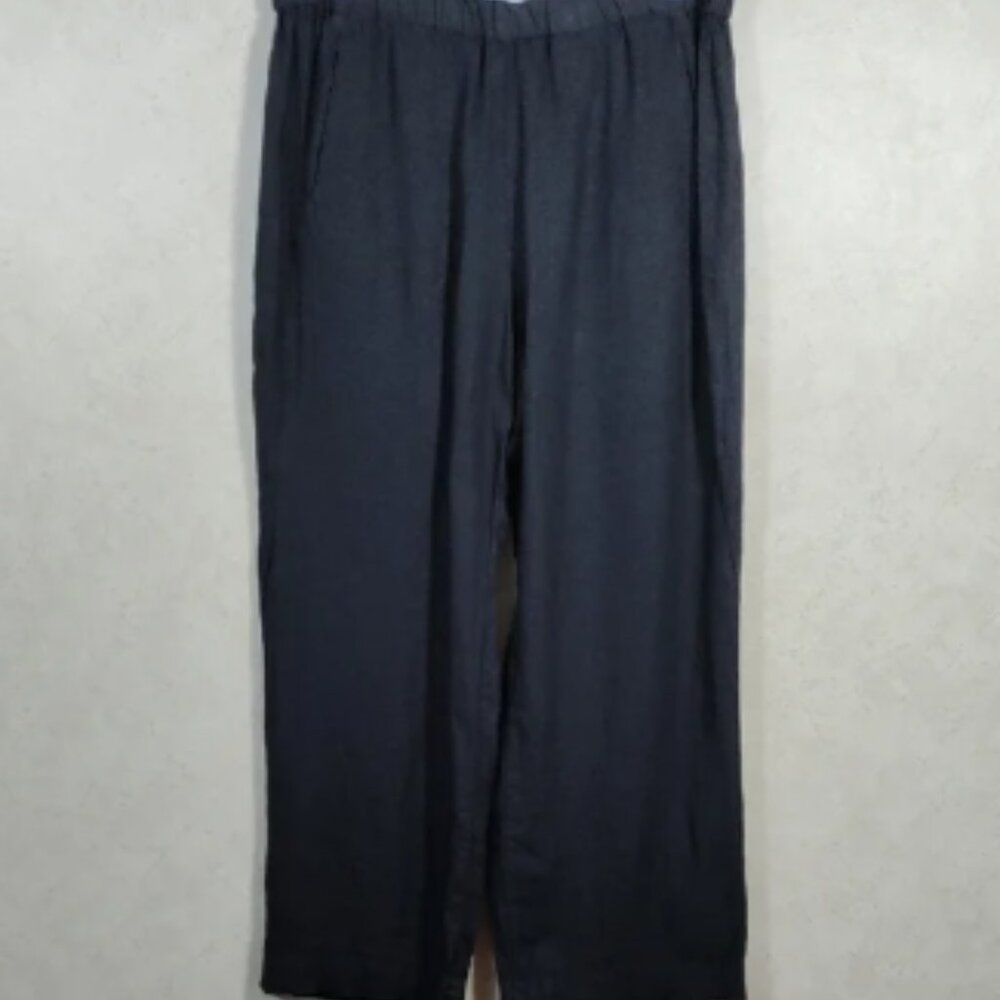 08097 Velvet by Graham & Spencer black linen pull on pants L
